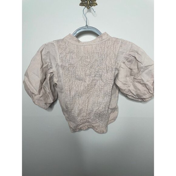 Kinga Csilla X Free People Pale Rasberry Georgia Blouse Size XS NWT Hemp Linen - Picture 6 of 7